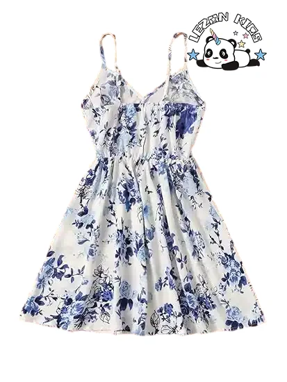 LEZONKIDS - High Quality Floral Print Sleeveless Summer Beach Casual Sundress A-line Mini Dresses